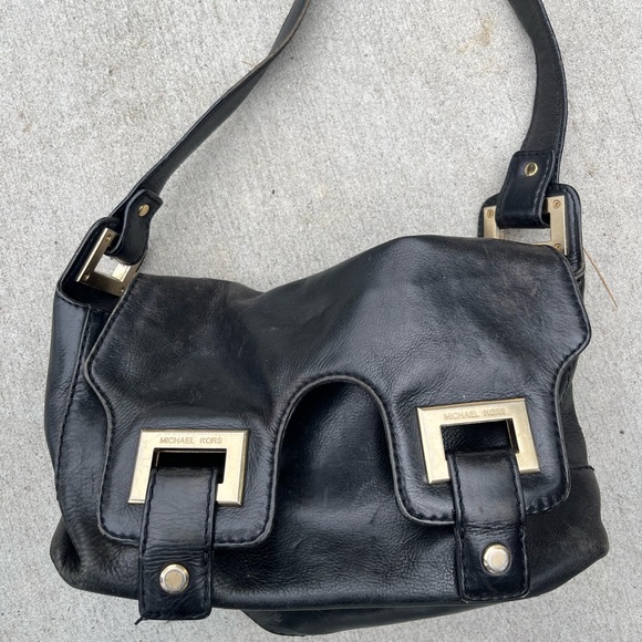 Michael Kors Black Leather Shoulder Bag VINTAGE CIRCA 80s - Picture 1 of 6